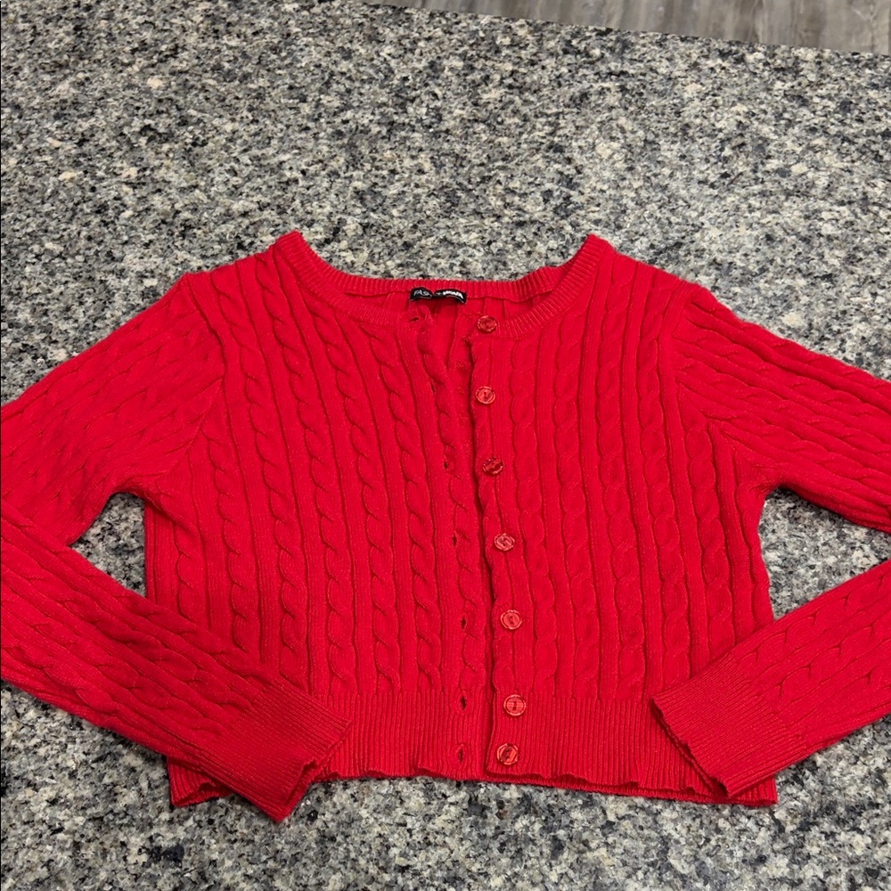 Fashion Nova Vibrant Red Cable Knit Cardigan